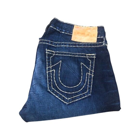 TRUE Religion Jeans Size 38 Faded Tab Blue - Picture 5 of 10